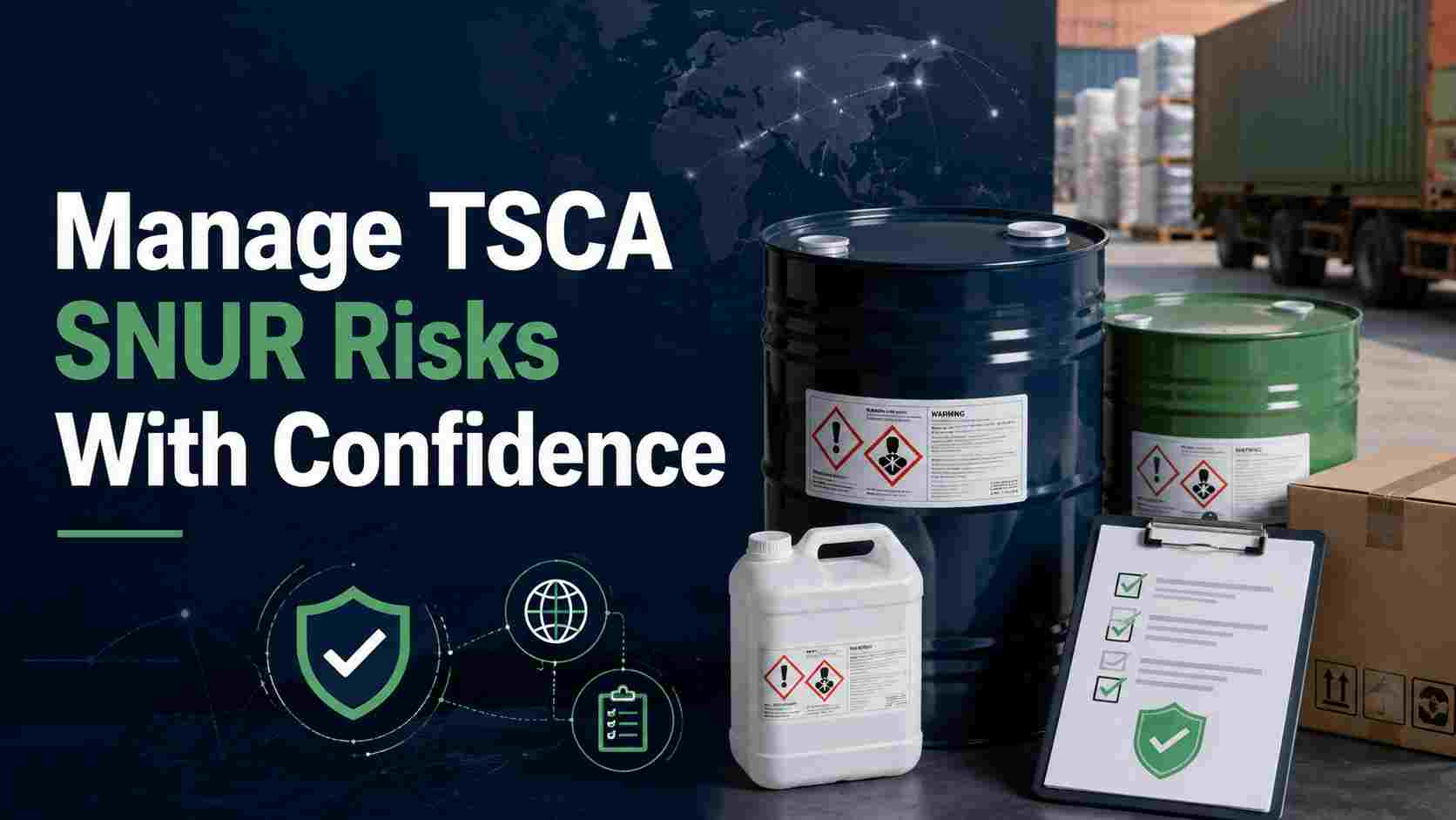 Miniaturansicht der TSCA-SNUR-Konformität mit Chemikalienbehältern, Checkliste und Konformitätsgenehmigung für 90-tägige SNUN-Bereitschaft und Rückverfolgbarkeit von Lieferantendaten