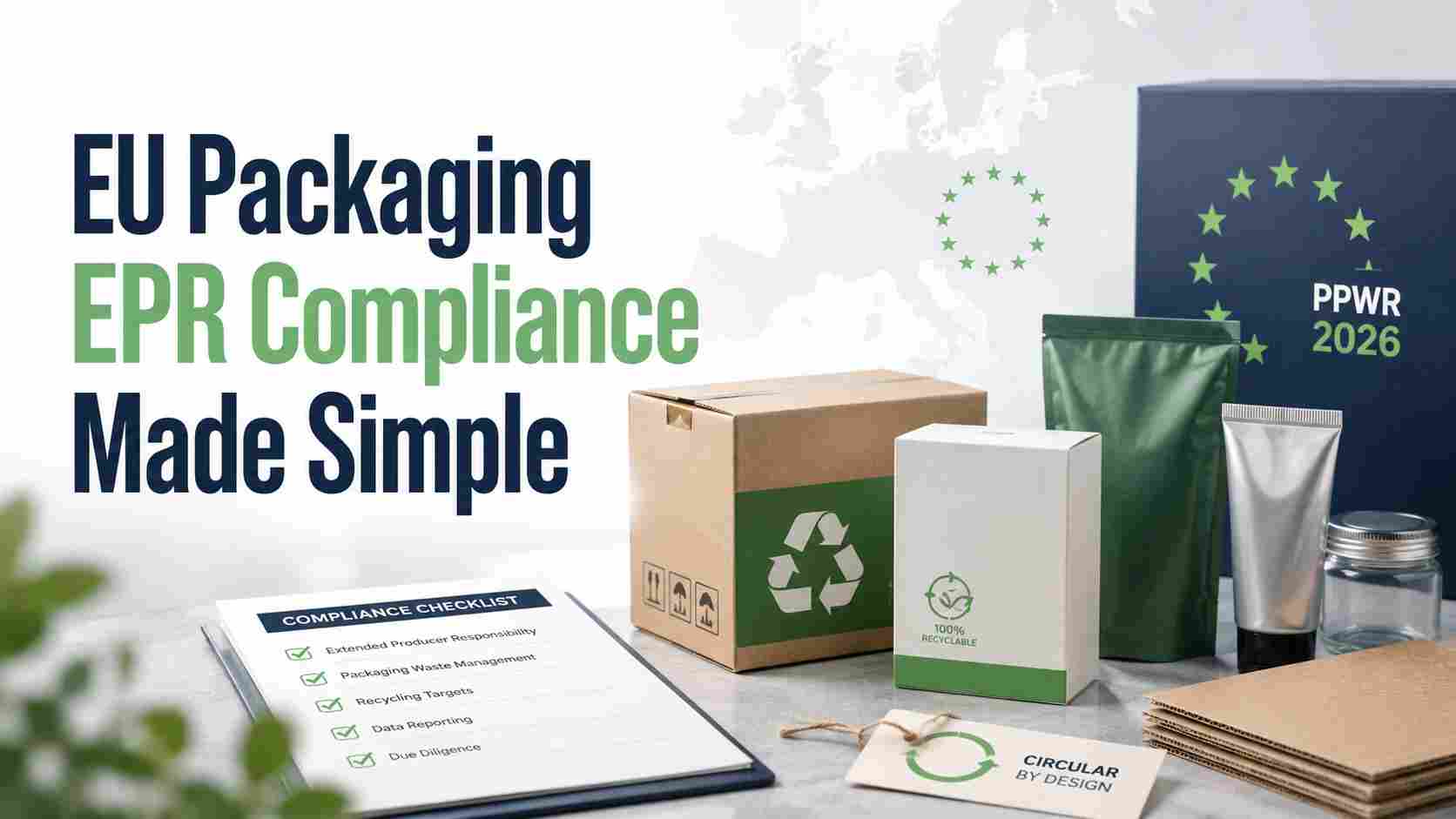 EU-EPR-Konformität für Verpackungen gemäß PPWR 2026 mit recycelbarer Verpackung, Compliance-Checkliste und Berichtspflichten der Hersteller