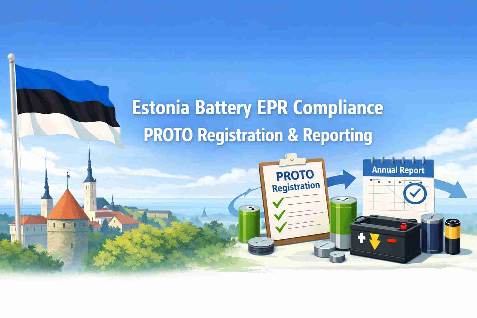 Estland Batterie-EPR-Konformität: PROTO-Registrierung und Berichterstattung