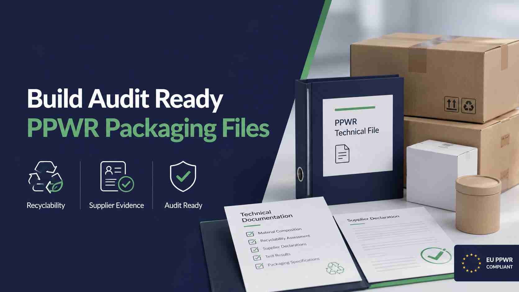 PPWR packaging technical documentation checklist with recyclable packaging, supplier evidence and audit-ready compliance files for EU market access