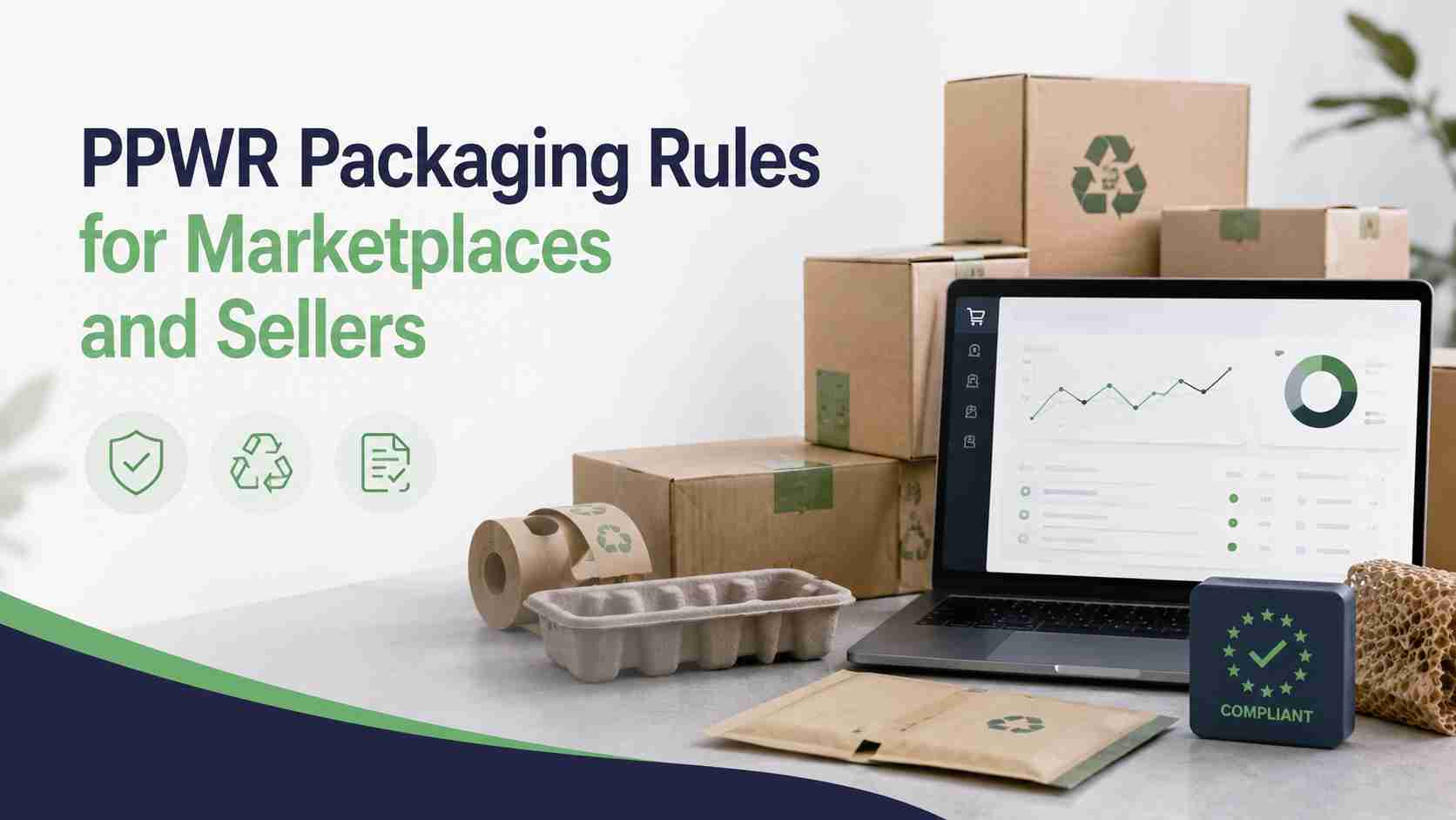 PPWR packaging compliance for online marketplaces and sellers with recyclable parcels, e-commerce data and compliance checks